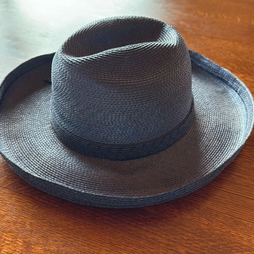 Vintage Don Anderson Blue Straw Fedora Sun Hat Women’s Size Small - Picture 6 of 13